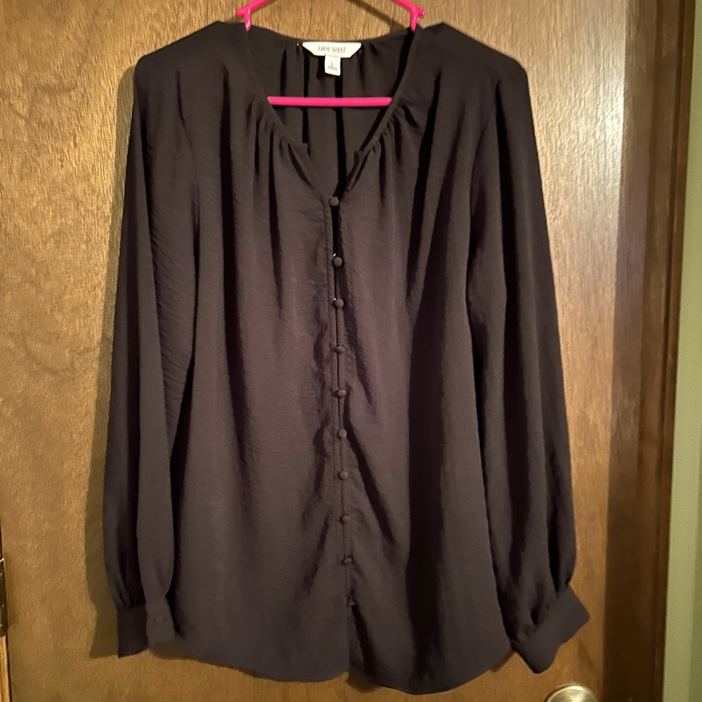 Nine West button down top . Black